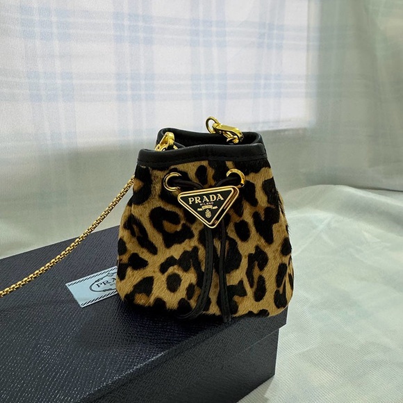 Prada Leopard Print Metal Triangle Crossbody Bag - Picture 1 of 6
